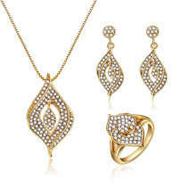 Wholesale Fashion Diamond Leaf Design Gold Women Wedding Jewelry Sets For Gift Party